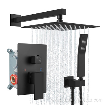Matte Black Bathroom Shower Wall Mounted Faucet